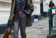 与牛仔工装外套叠穿，搭配豹纹高跟鞋点缀简约而不简单。